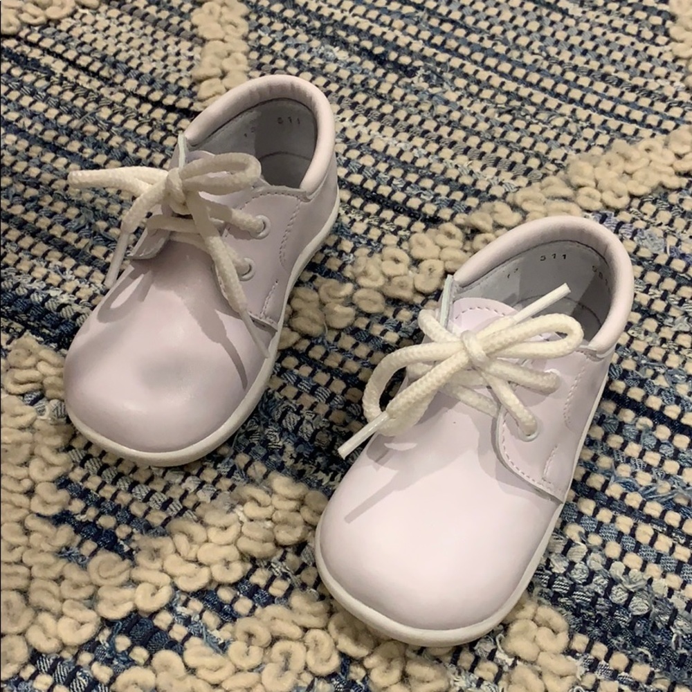 Baby boy white baptism shoes size 6